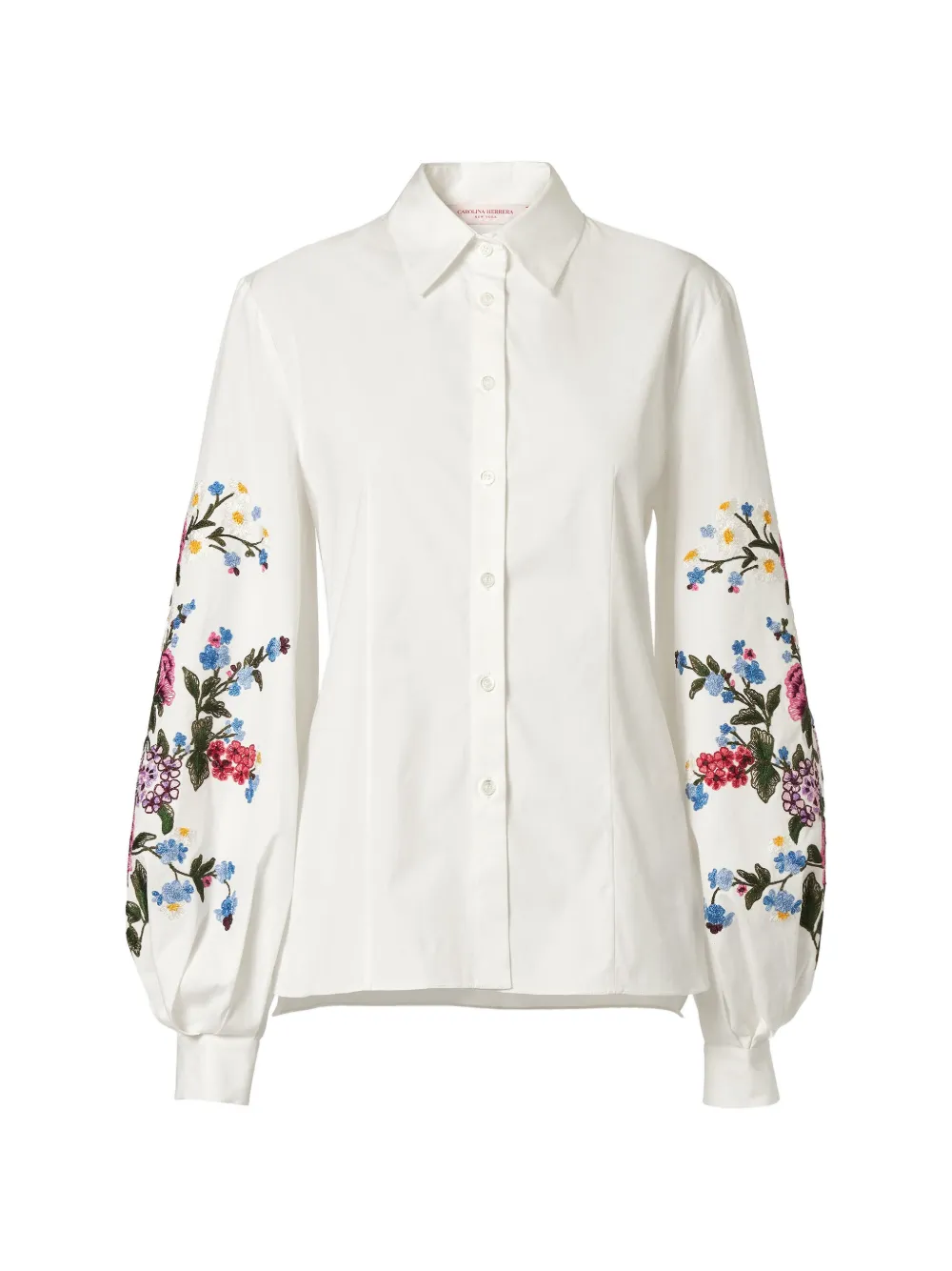 Carolina Herrera Camicia con ricamo floreale - Bianco
