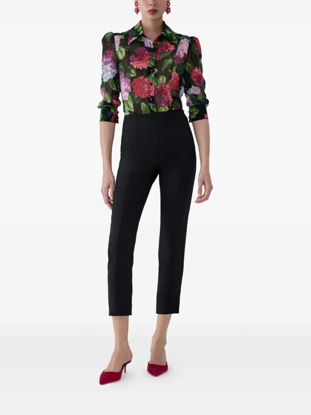 Carolina Herrera Chiffon blouse met print Zwart