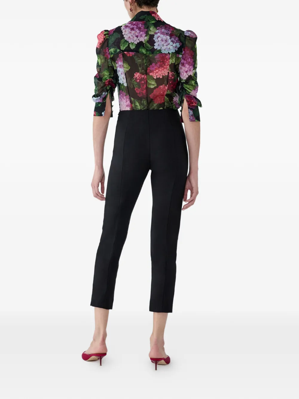Carolina Herrera Chiffon blouse met print Zwart