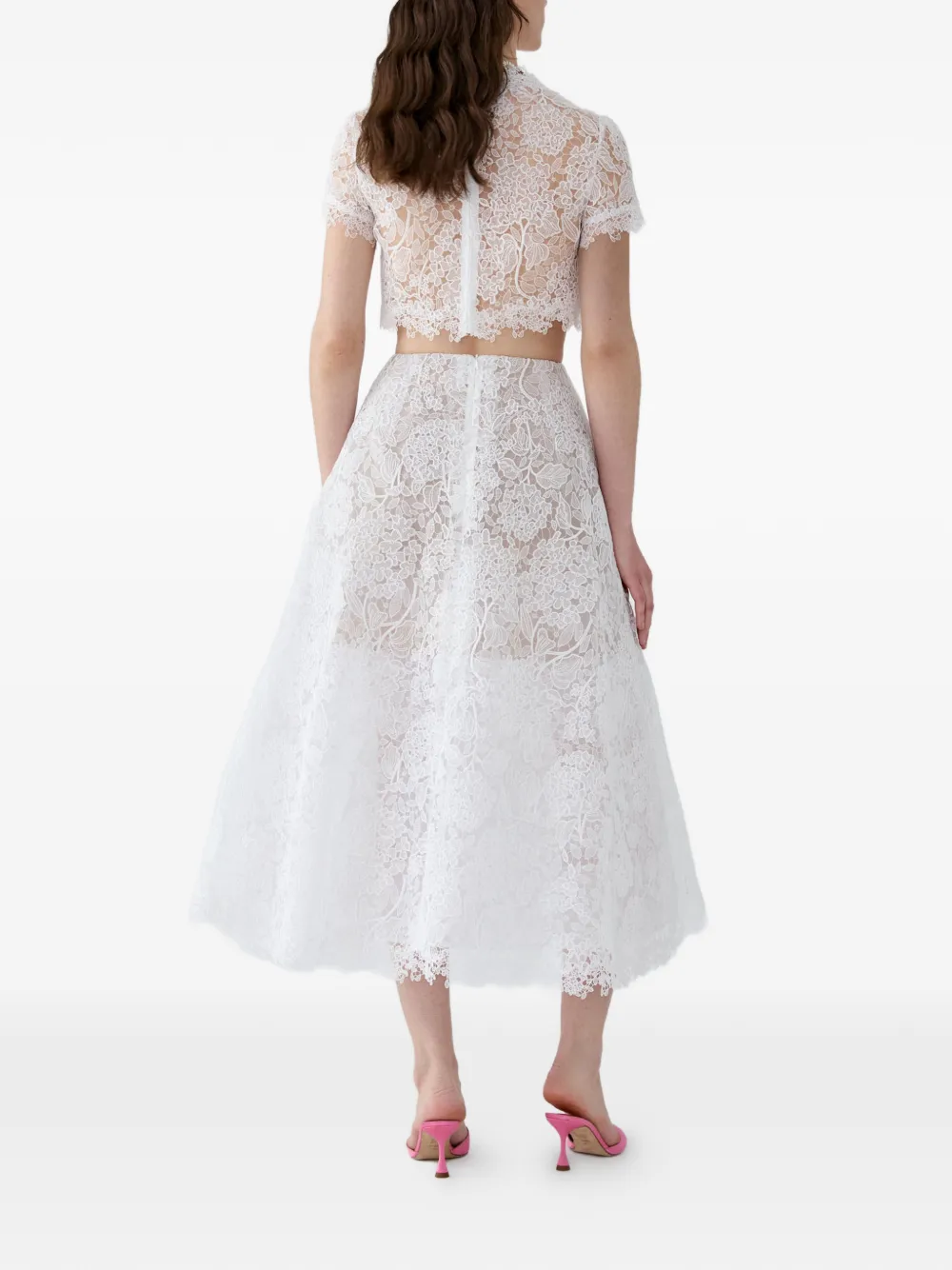 Carolina Herrera Kanten midi-rok Wit