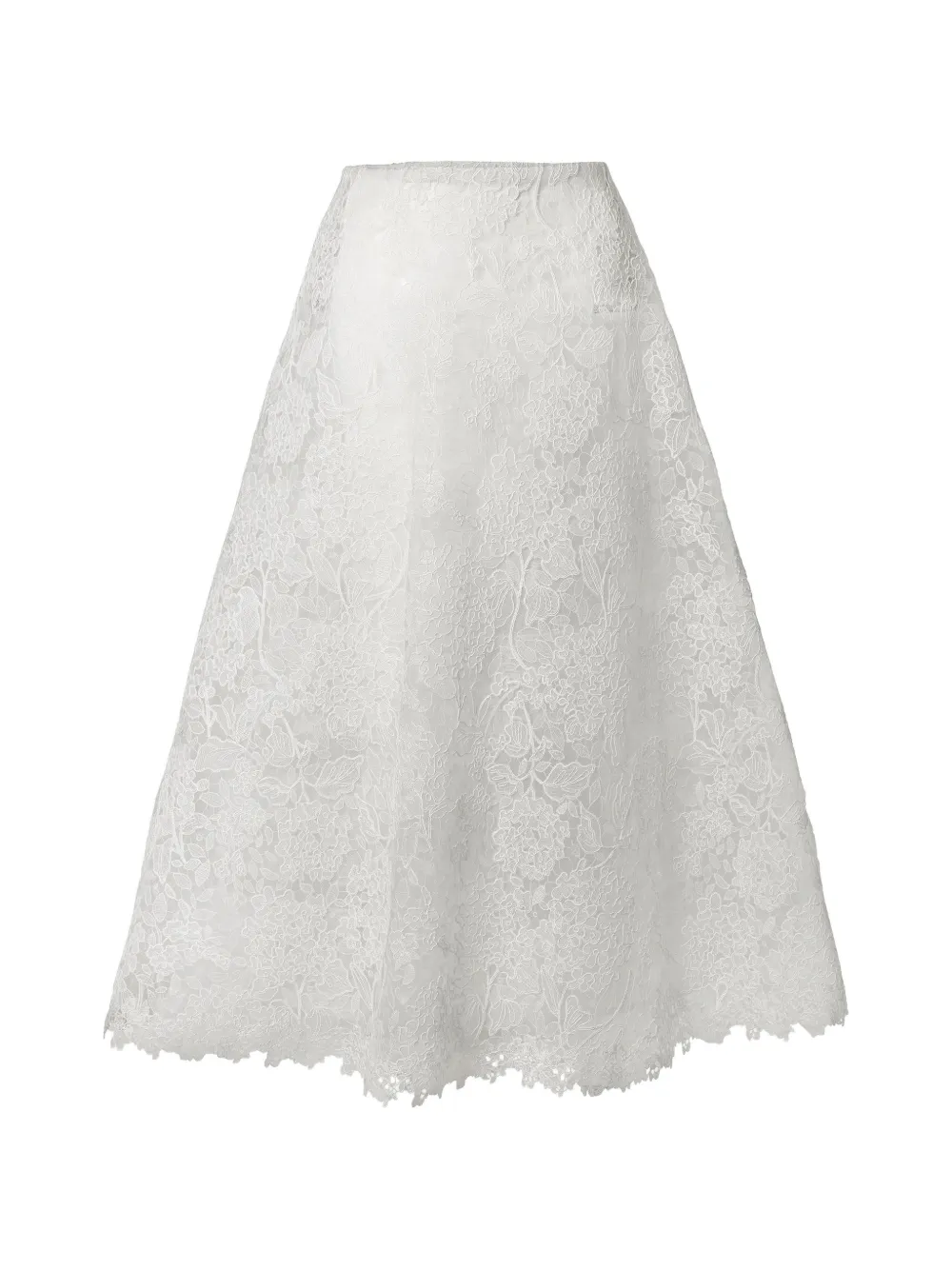 Carolina Herrera Midirock aus Hortensien-Spitze - Weiß