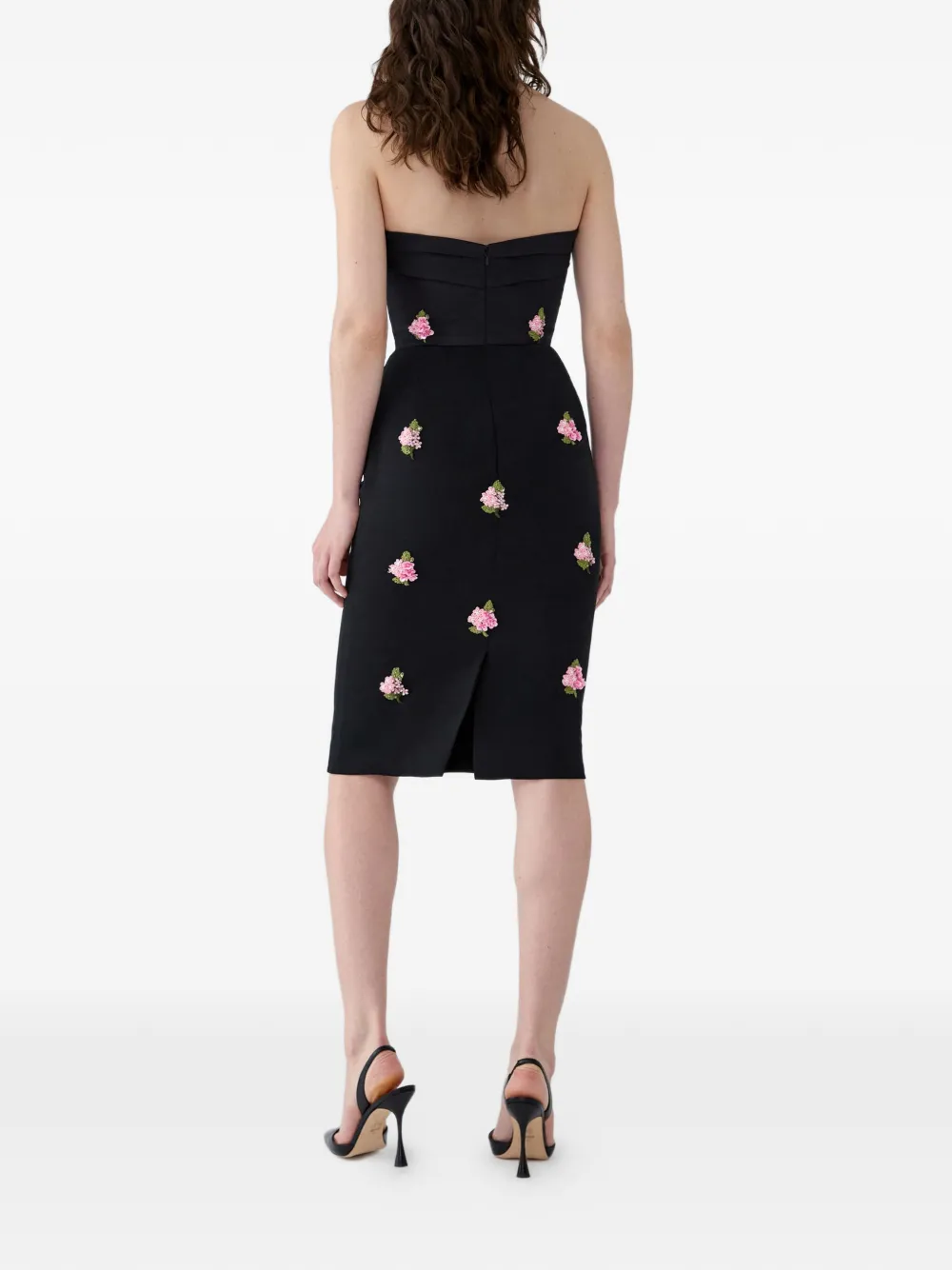 Carolina Herrera Jurk met geborduurde bloemen Zwart