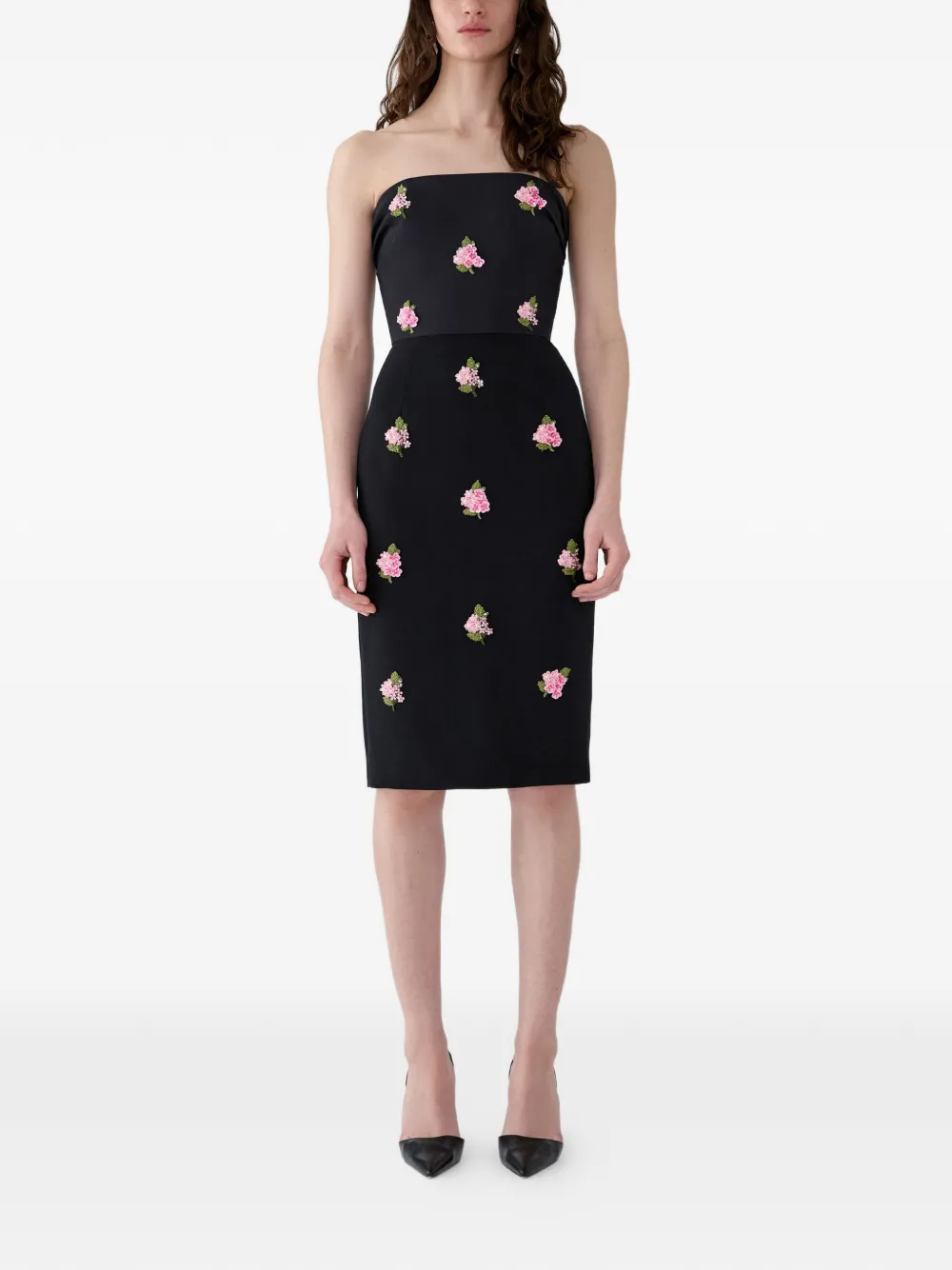 Carolina Herrera Jurk met geborduurde bloemen Zwart