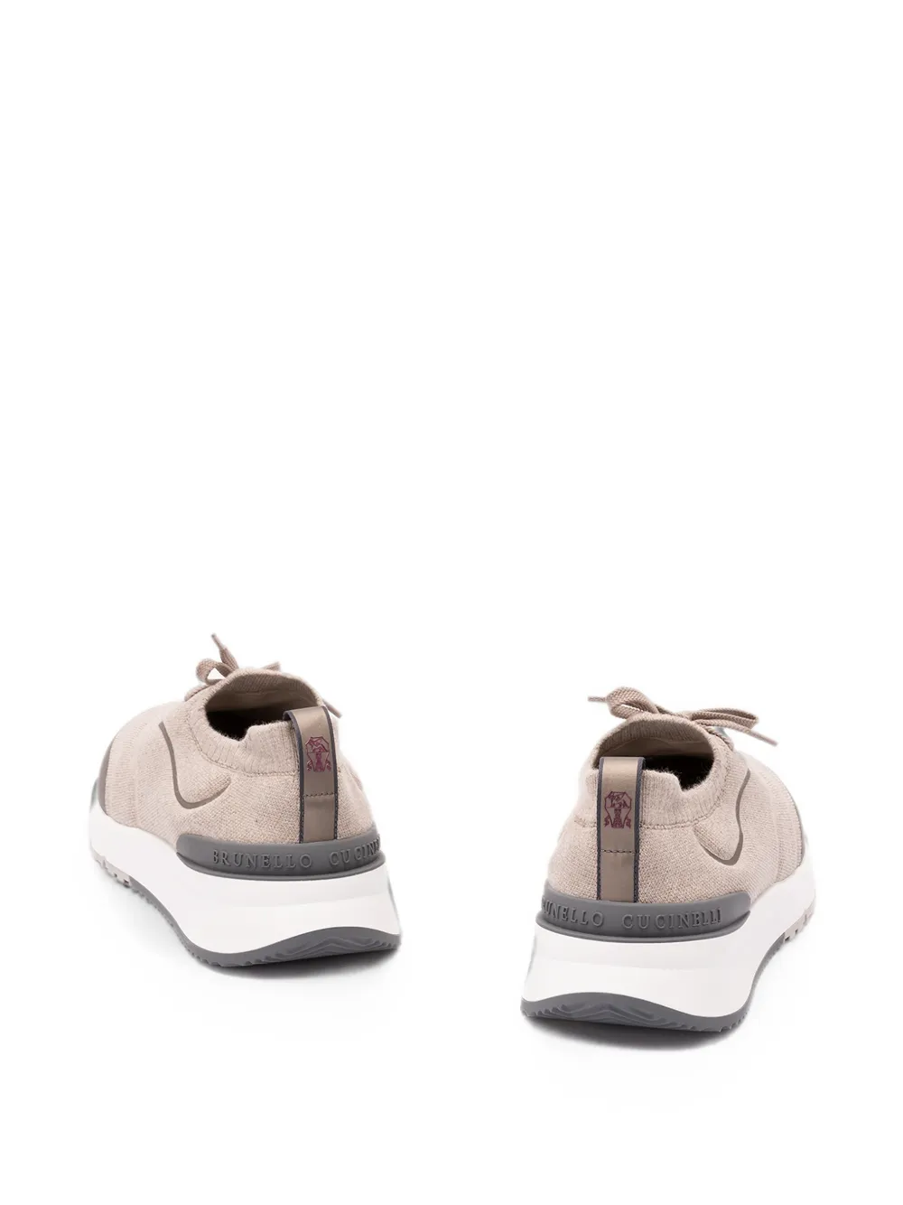 Brunello Cucinelli Techno katoenen gebreide hardloopschoenen met details Beige