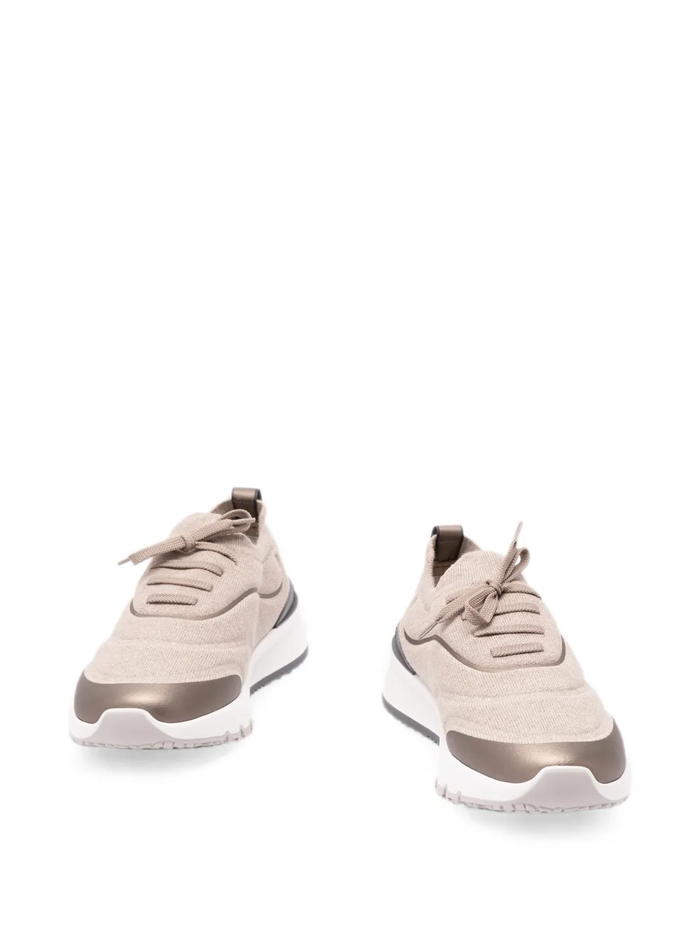 Brunello Cucinelli Techno katoenen gebreide hardloopschoenen met details Beige