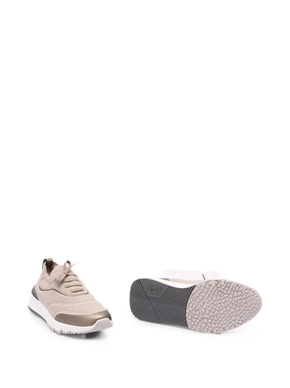 Brunello Cucinelli Techno katoenen gebreide hardloopschoenen met details Beige
