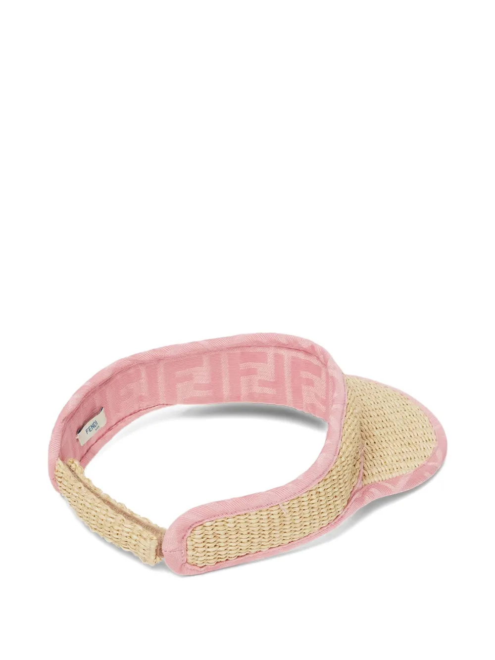 Fendi Kids Raffia zonneklep met geborduurd logo Beige
