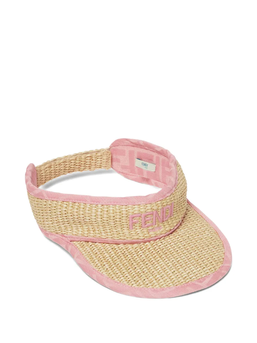 Fendi Kids logo-embroidered raffia visor - Nude