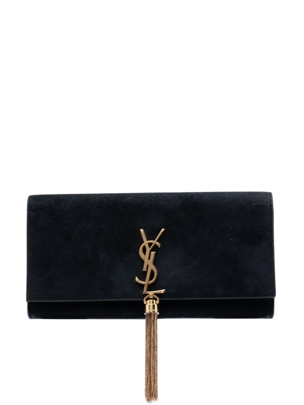 Saint Laurent Pre-Owned 2016 Suede Monogram Kate Tassel clutch bag - Black