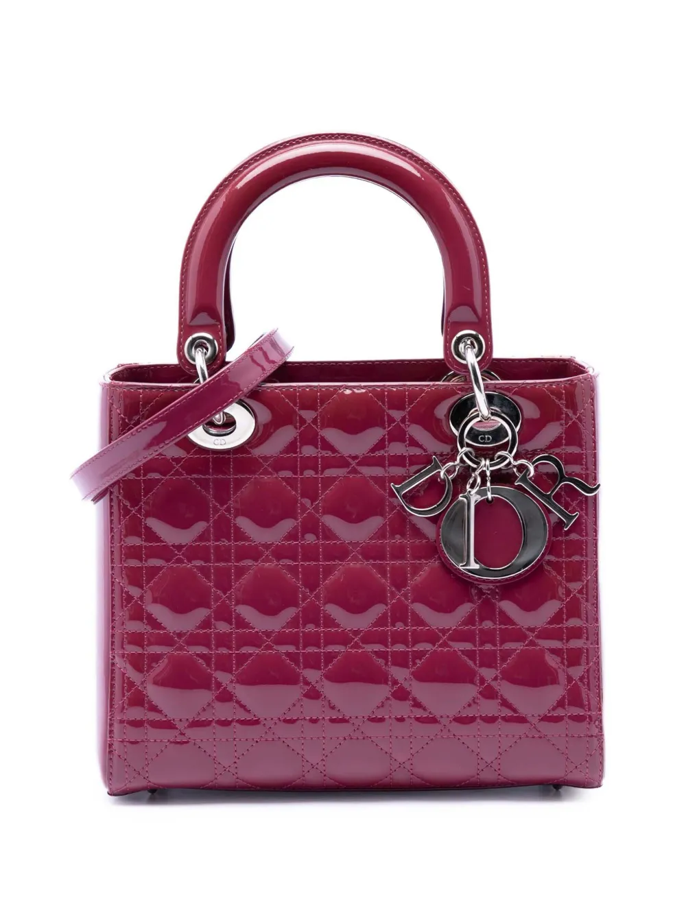 Christian Dior Pre-Owned 2012 Medium Patent Cannage Lady Dior satchel - Pink