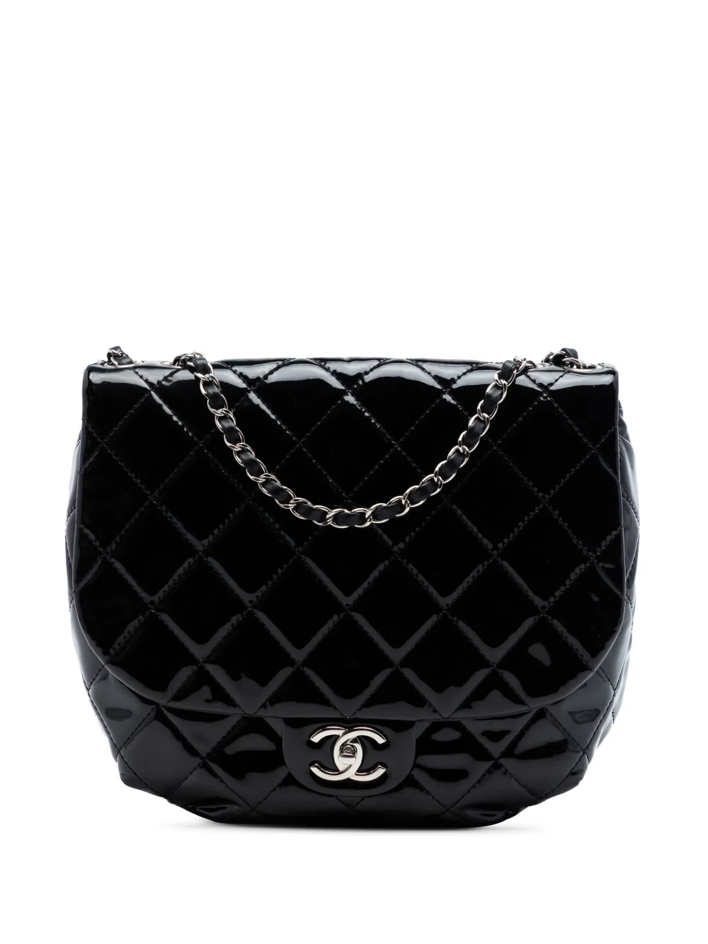 CHANEL Pre-Owned 2014-2015 Medium Quilted Patent Bubble CC Flap crossbody bag - Nero