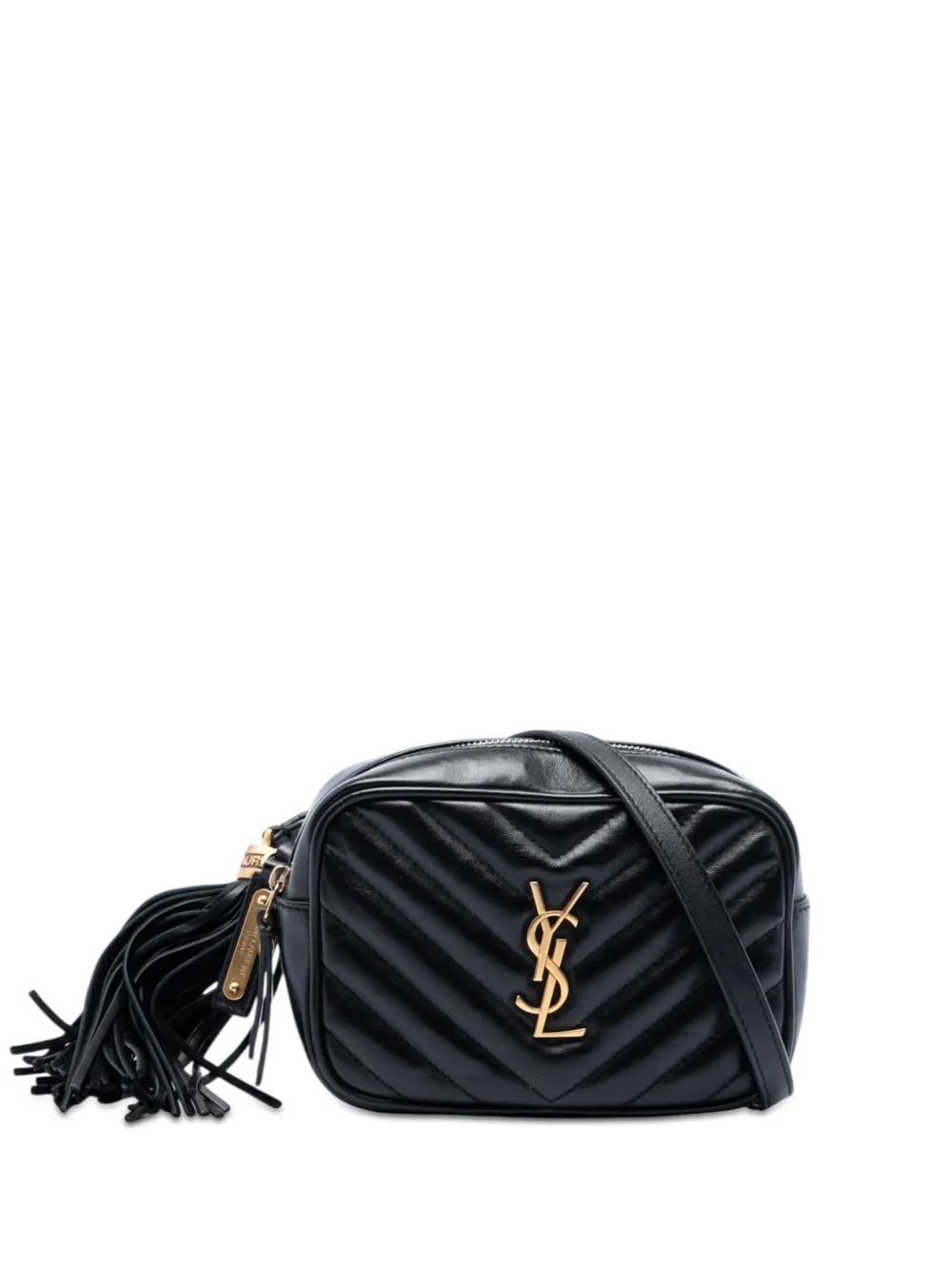 Saint Laurent Pre-Owned 2018 Mini Matelasse Calfskin Monogram Lou Tassel Camera Bag crossbody bag - Nero