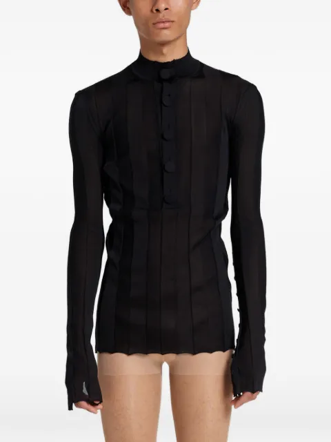 ROT ribbed silk Henley sweater