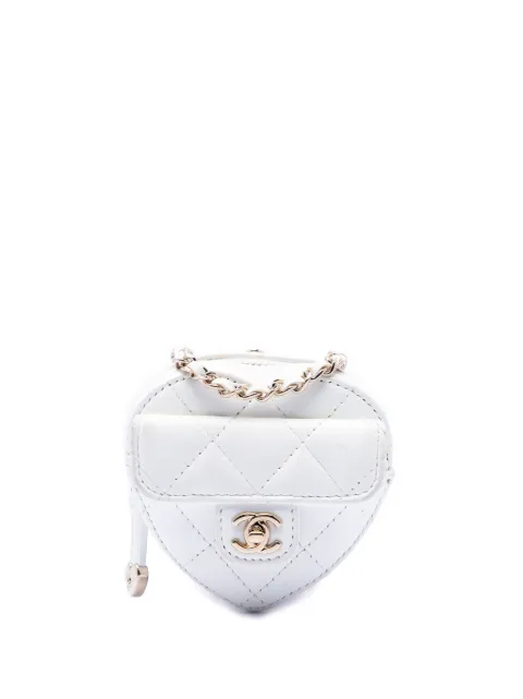 CHANEL Pre-Owned 2021 Mini Quilted Lambskin CC in Love Heart Necklace Bag crossbody bag