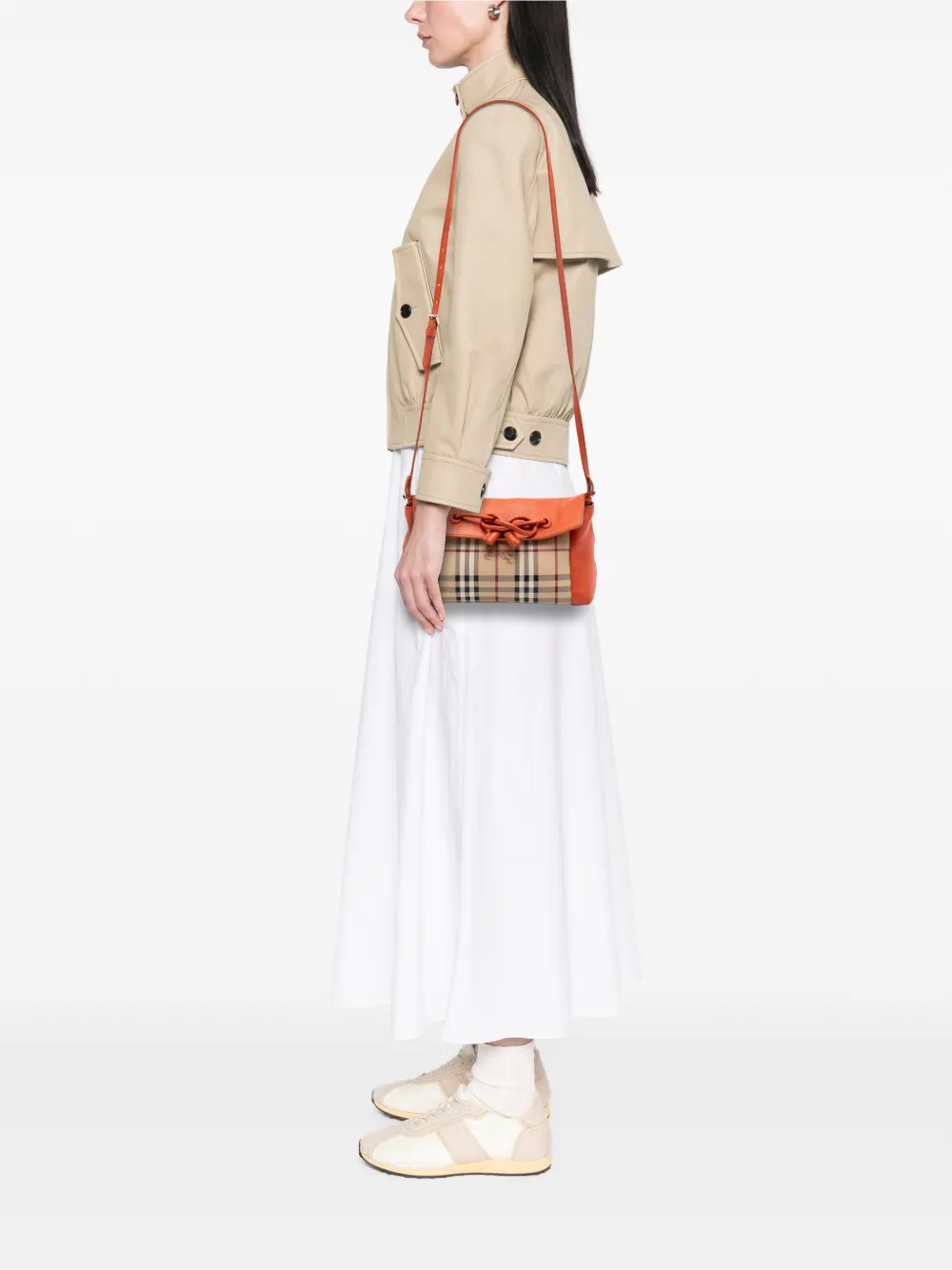  Burberry Pre-owned Bandolera Leah De Lona Revestida Con Motivo De Cuadros Haymarket 2000-2017 - Naranja 