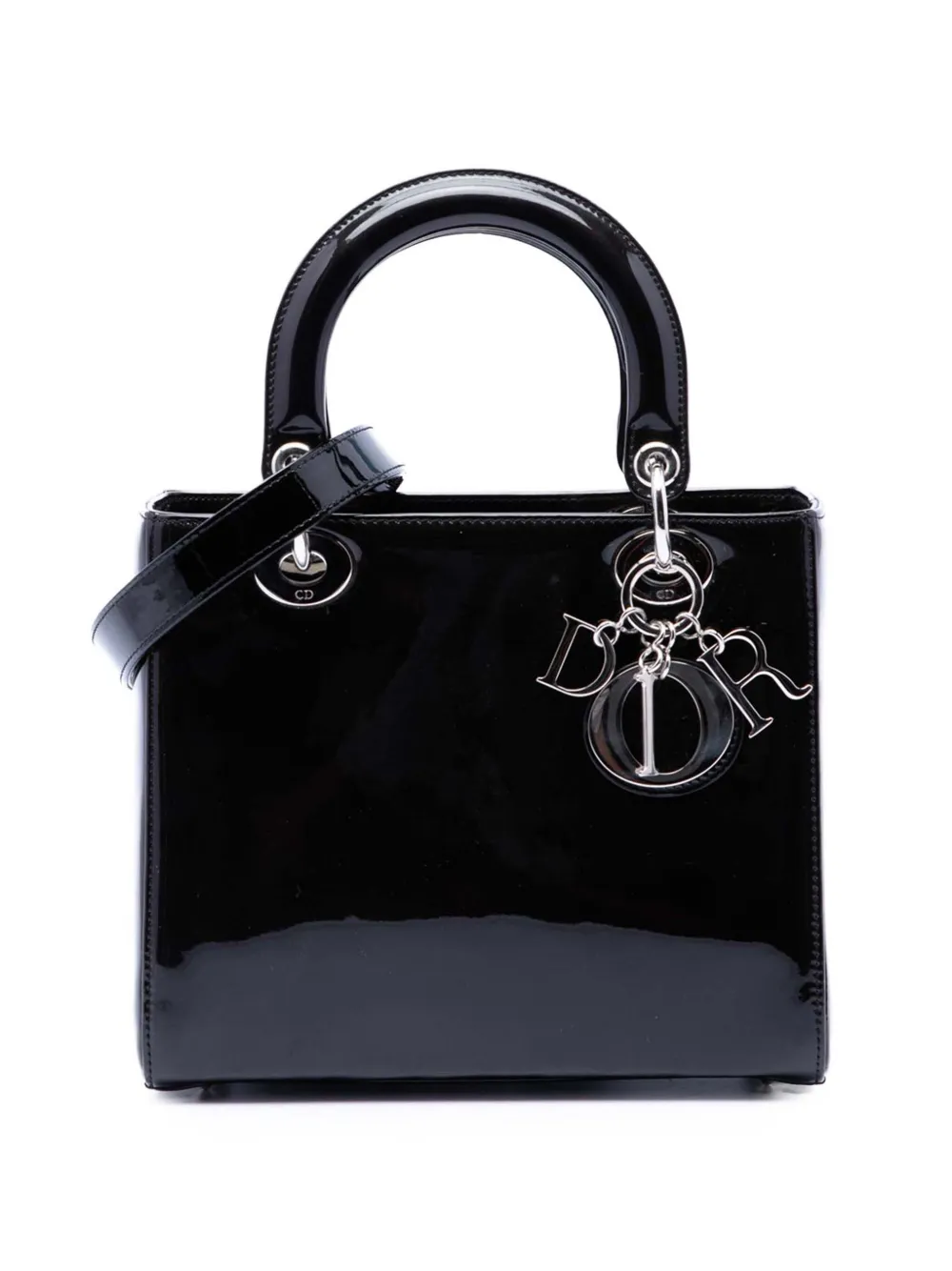 Christian Dior Pre-Owned 2015 Medium Patent Lady Dior satchel - Black