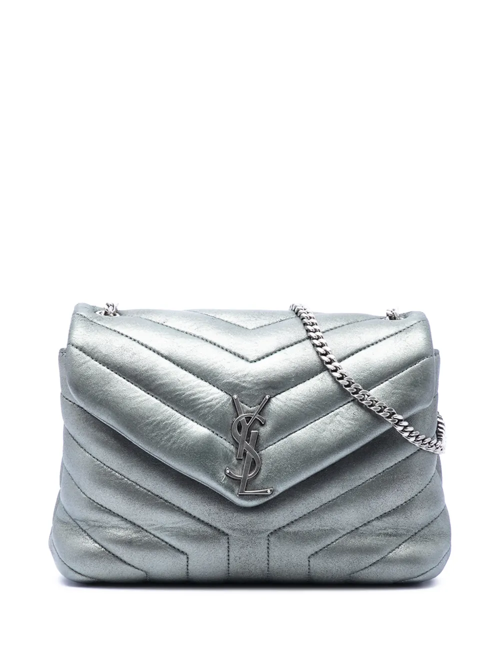 Saint Laurent Pre-Owned 2016 Small Matelasse Metallic Calfskin Monogram LouLou shoulder bag - Argento