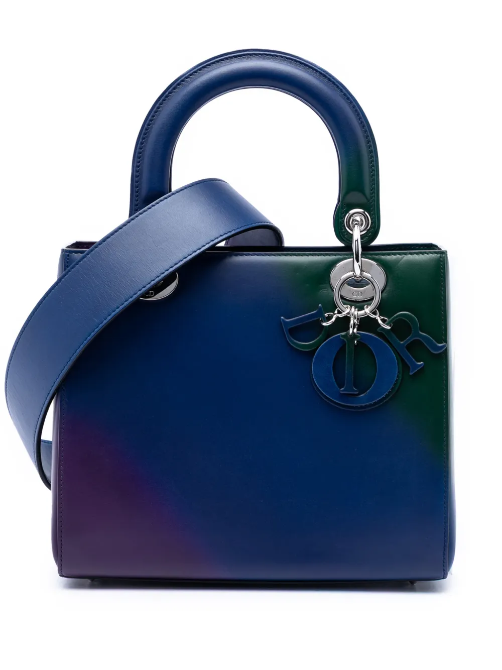 Christian Dior Pre-Owned 2013 Medium Ombre Calfskin Lady Dior satchel - Blu