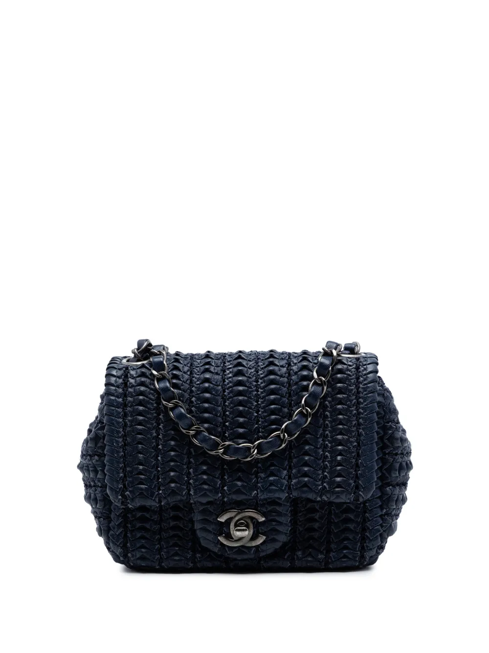 CHANEL Pre-Owned 2016-2017 Paris Seoul Mini Crochet Lambskin Single Flap crossbody bag - Blu