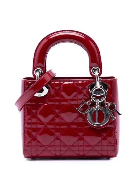 Christian Dior Pre-Owned bolsa satchel de charol Cannage Lady Dior mini 2014