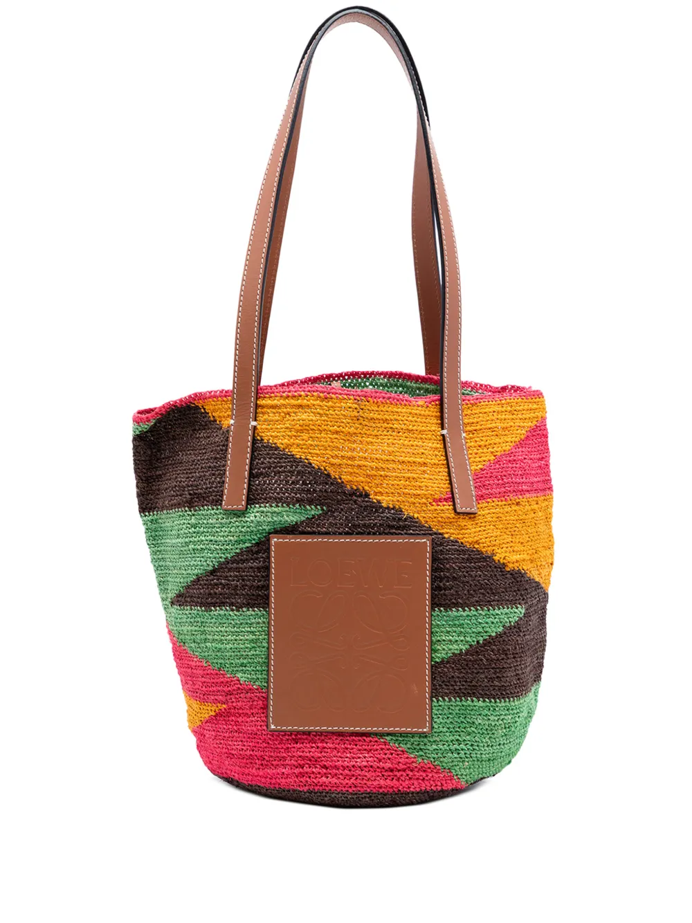 Loewe Pre-Owned 2020 Paulas Ibiza Multicolor Straw Shigra Basket tote bag - Rosa