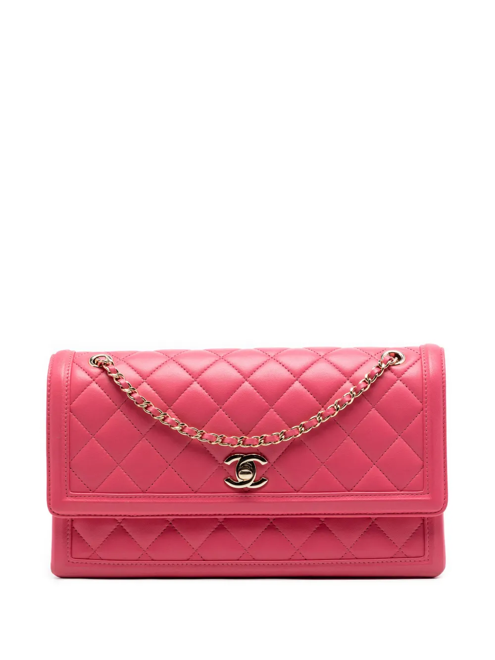 CHANEL Pre-Owned 2016-2017 Medium Quilted Lambskin 3 Compartment Flap shoulder bag - Pink