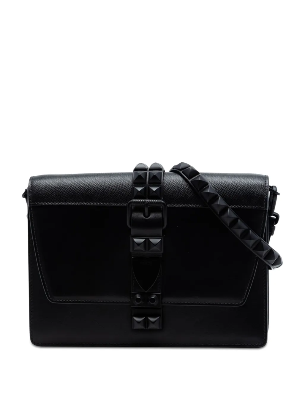 Prada Pre-Owned 2018 Saffiano Trimmed Studded City Calf Elektra crossbody bag - Nero