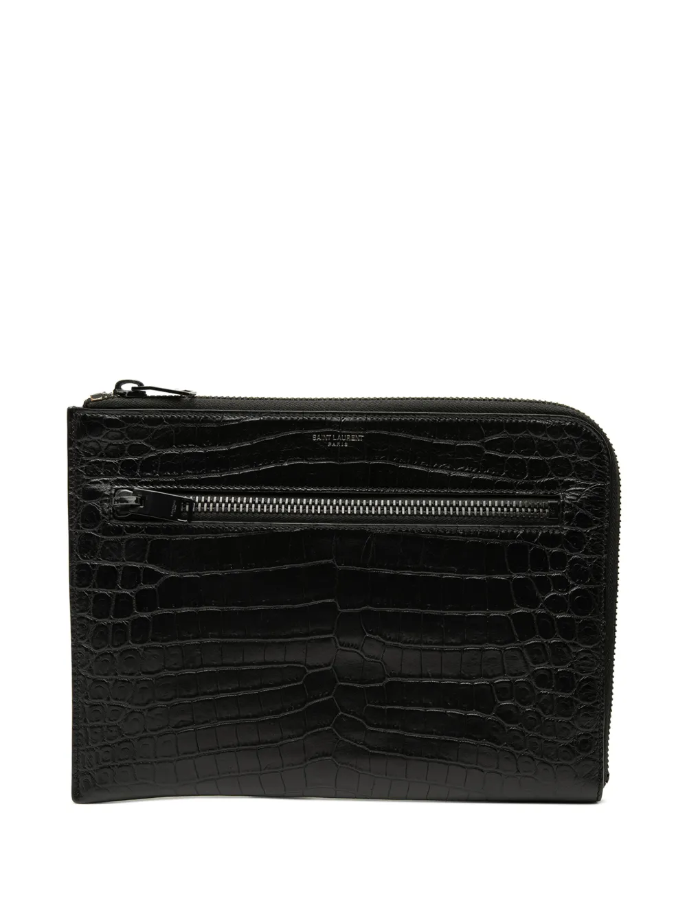 Saint Laurent Pre-Owned 2017 Croc Embossed Leather clutch bag - Nero