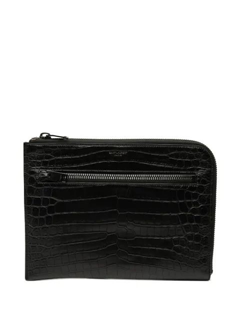 Saint Laurent Pre-Owned 2017 Croc Embossed Leather clutch bag