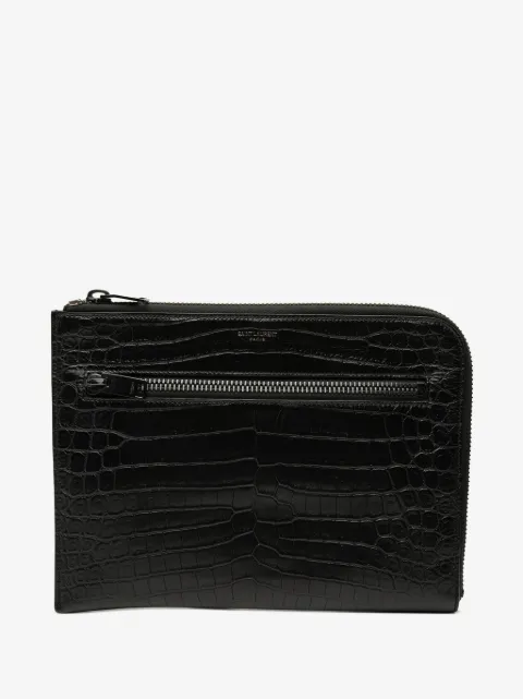 Saint Laurent Pre-Owned 2017 Croc Embossed Leather clutch bag