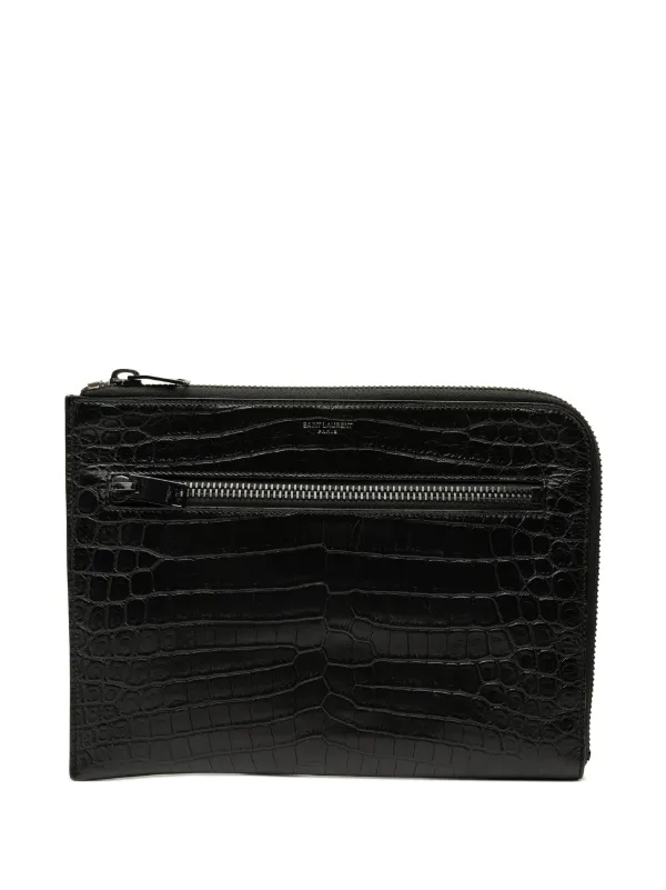 Saint Laurent Pre-Owned 2017 クロコエンボス レザー クラッチバッグ