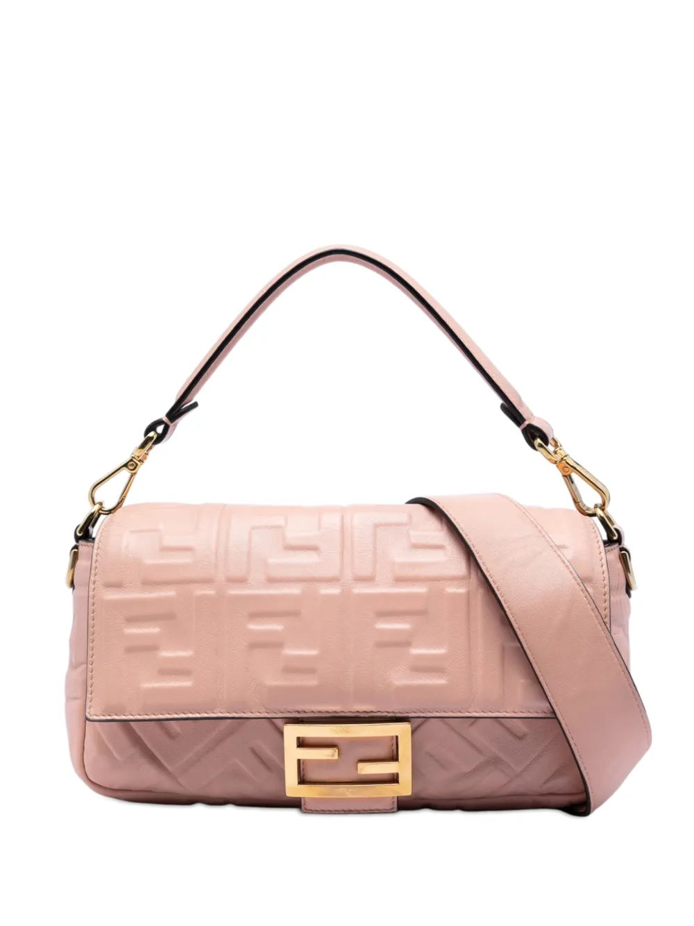 Fendi Pre-Owned 2010-2026 Zucca Embossed Leather Baguette satchel - Rosa