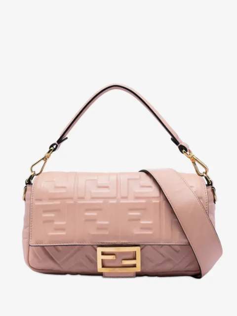 Fendi Pre-Owned 2010-2026 Zucca Embossed Leather Baguette satchel