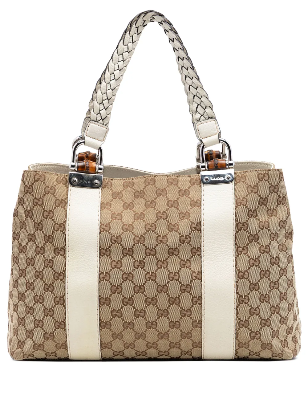Gucci Pre-Owned 2016-2026 Medium GG Canvas Bamboo Libeccio tote bag - Weiß