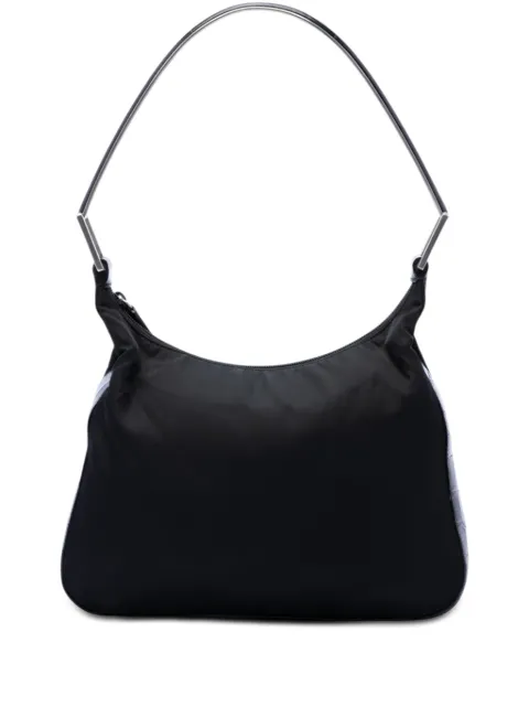 Prada Pre-Owned 2000-2013 Croc Embossed Leather Trimmed Tessuto shoulder bag