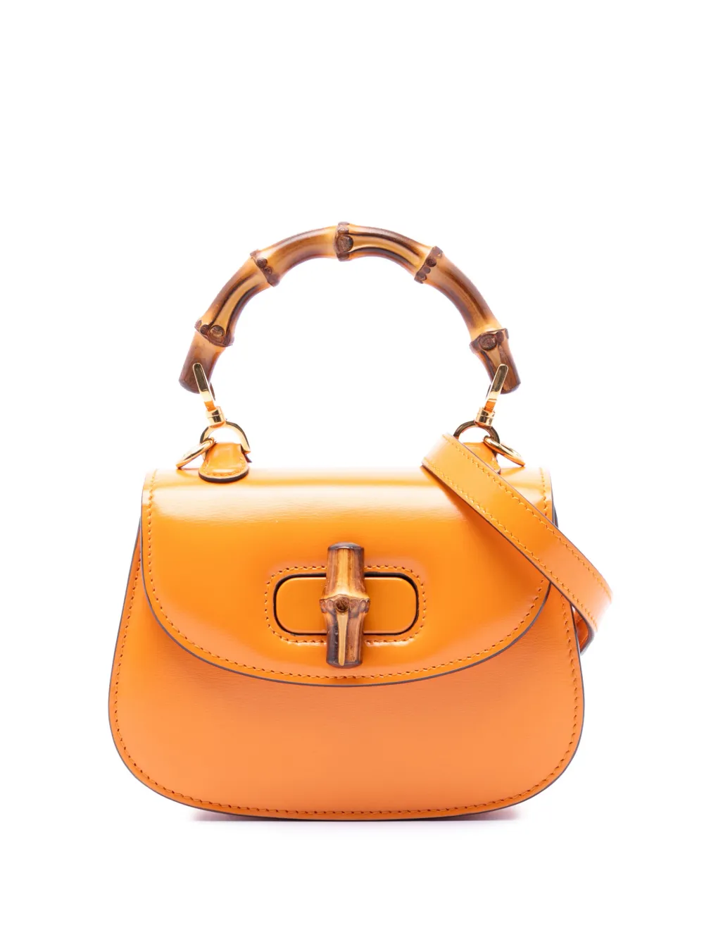 Gucci Pre-Owned 2016-2026 Mini Calfskin 1947 Bamboo Top Handle Bag satchel - Orange