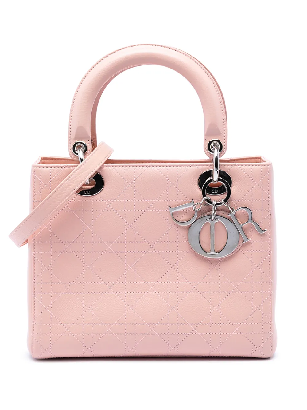 Christian Dior Pre-Owned 2004 Medium Calfskin Cannage Stitched Lady Dior satchel - Pink