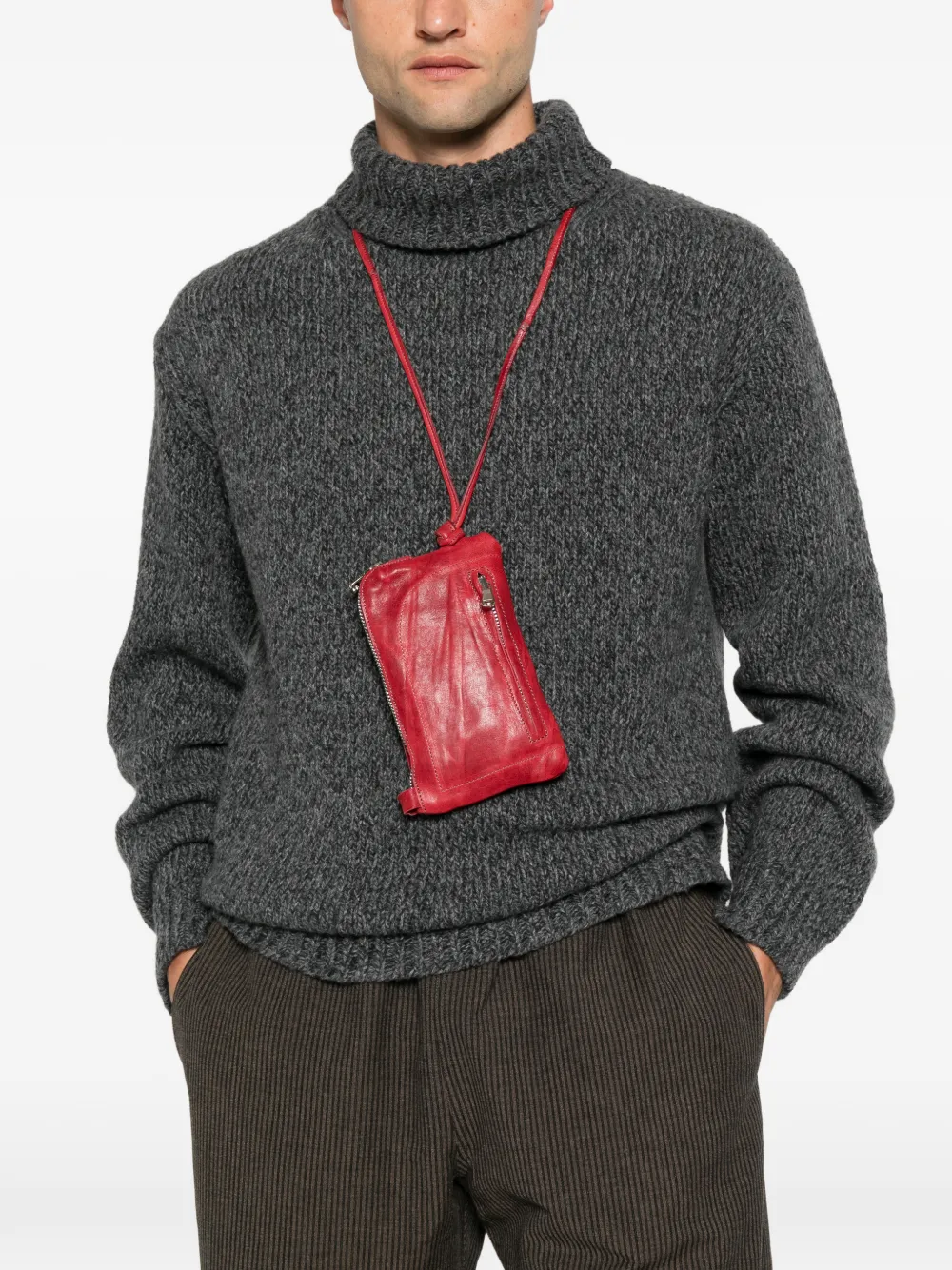 SOMMET Neck leather clutch bag Rood