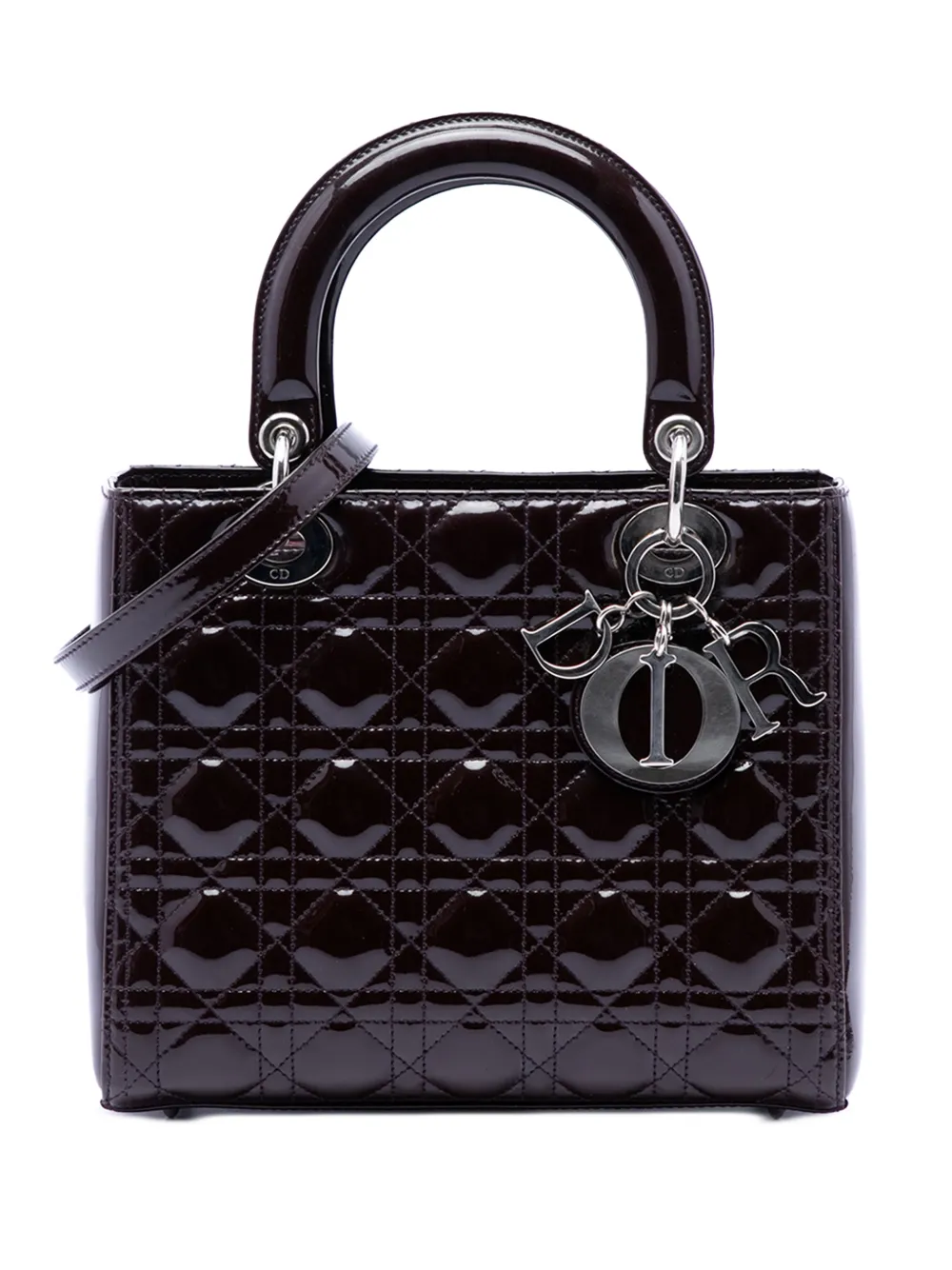 Christian Dior Pre-Owned 2011 Medium Patent Cannage Lady Dior satchel - Purple