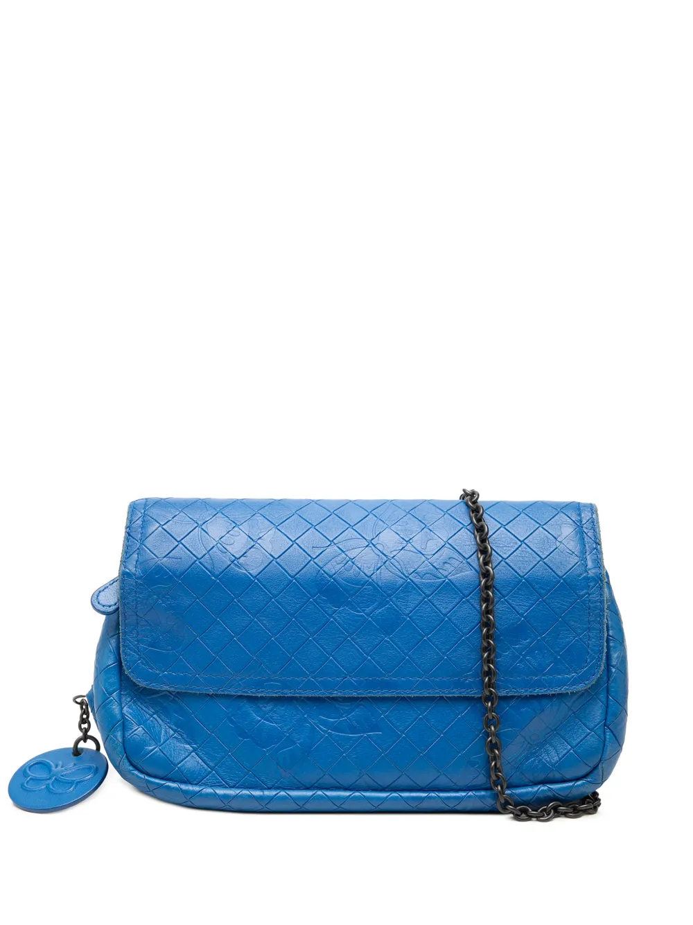 Bottega Veneta Pre-Owned 2012-2026 Small Calfskin Intrecciomirage Embossed Butterfly Chain crossbody bag - Blu