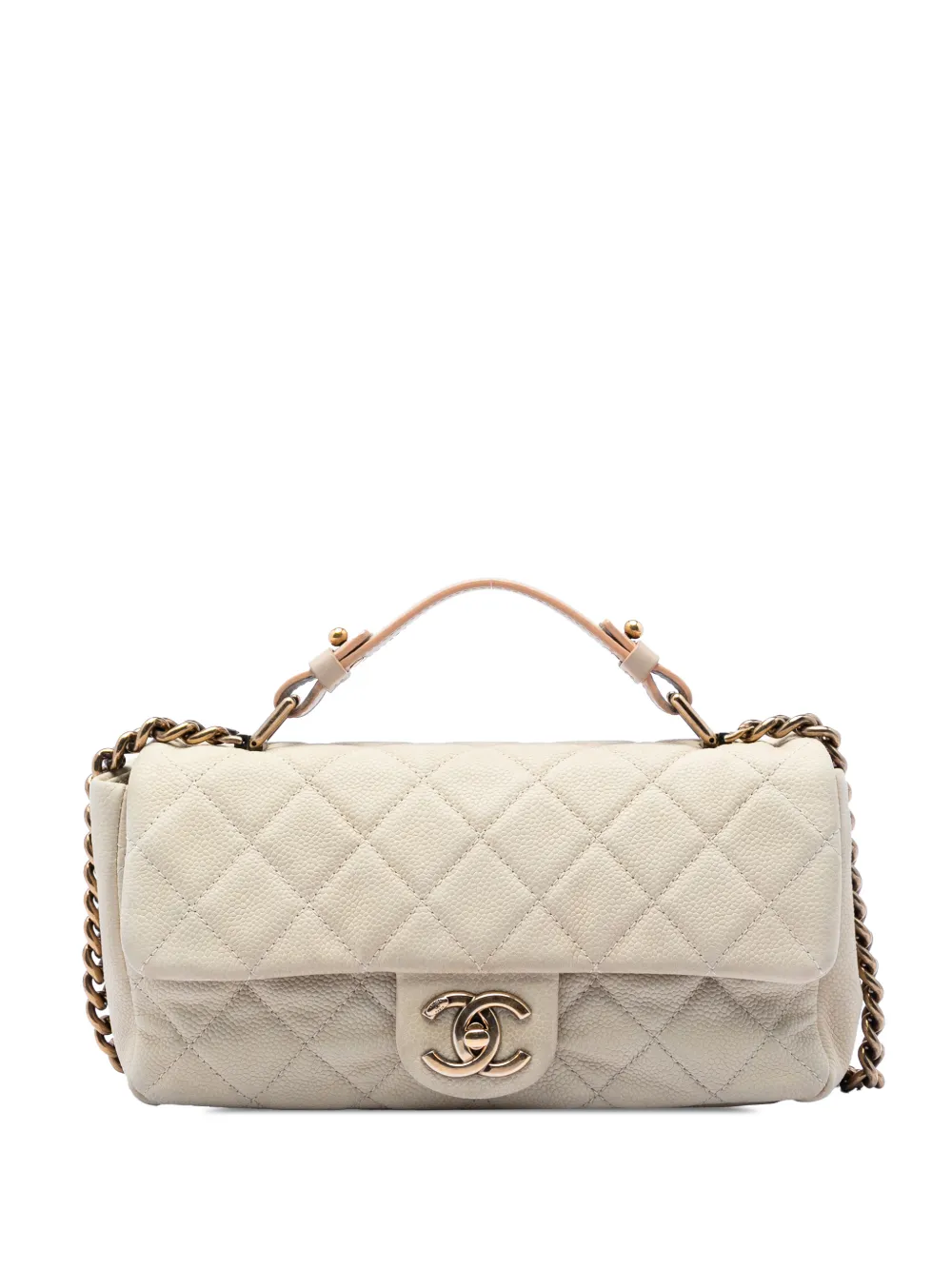 CHANEL Pre-Owned 2012-2013 Medium CC Quilted Caviar Chic Flap satchel - White