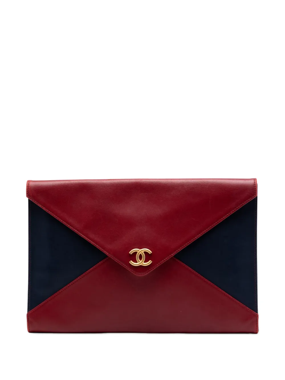 CHANEL Pre-Owned 2017-2018 Large Bicolor Lambskin Envelope clutch bag - Rosso