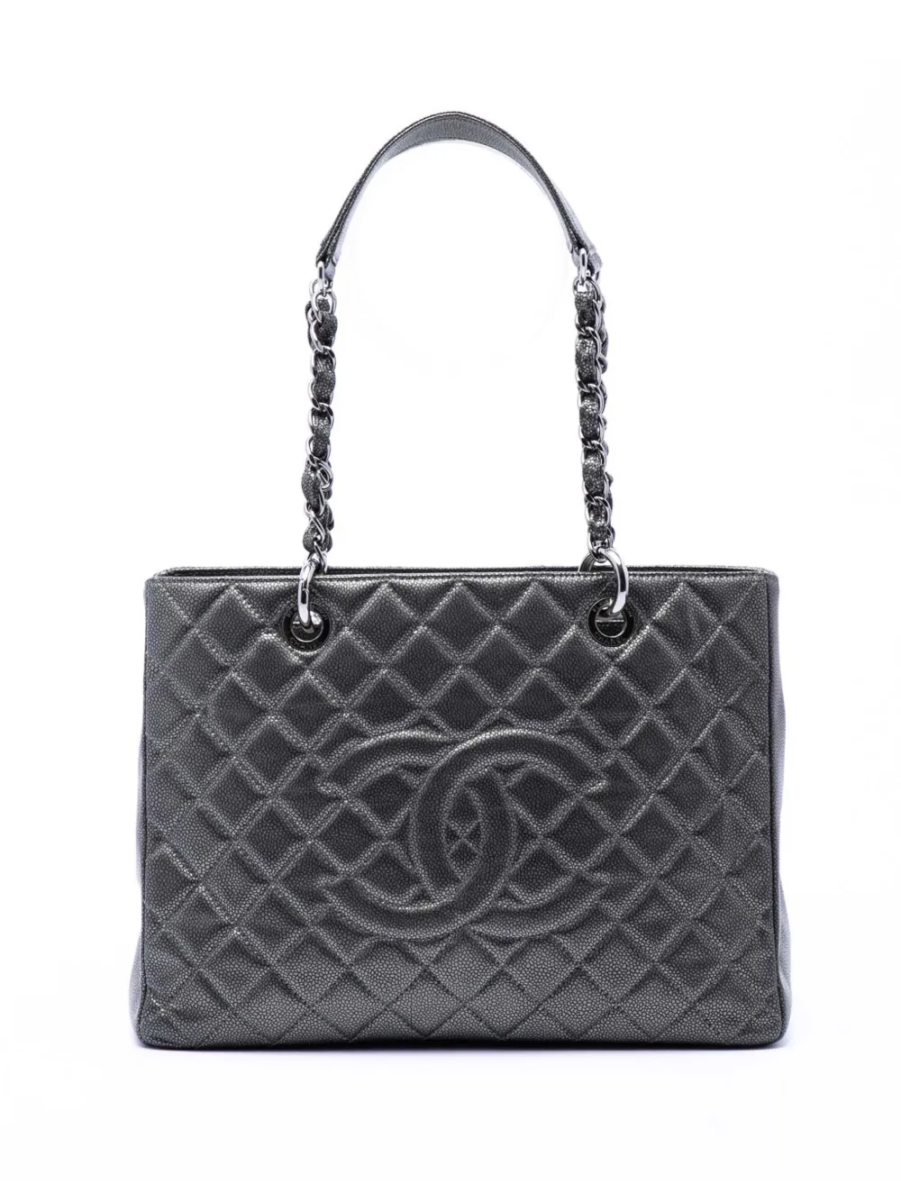 CHANEL Pre-Owned 2011 Metallic Caviar Grand Shopping tote bag - Grey