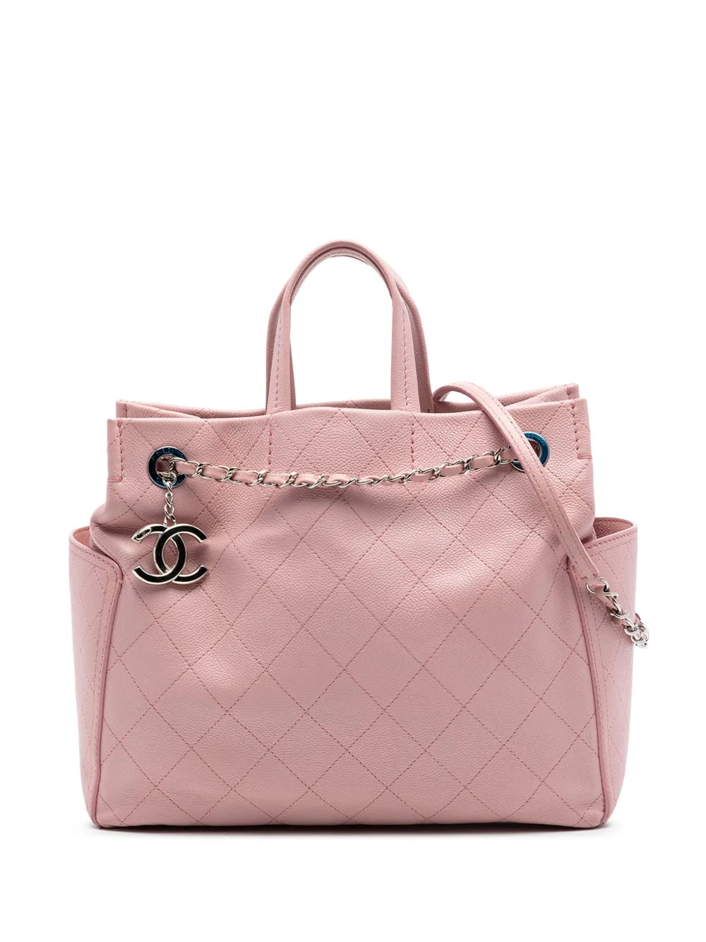 CHANEL Pre-Owned 2014 Small Quilted Caviar CC Pocket Tote satchel - Rosa