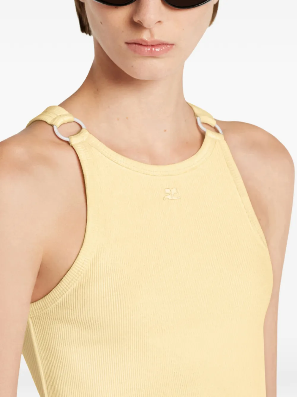 Courrèges Tanktop met gespdetail Geel