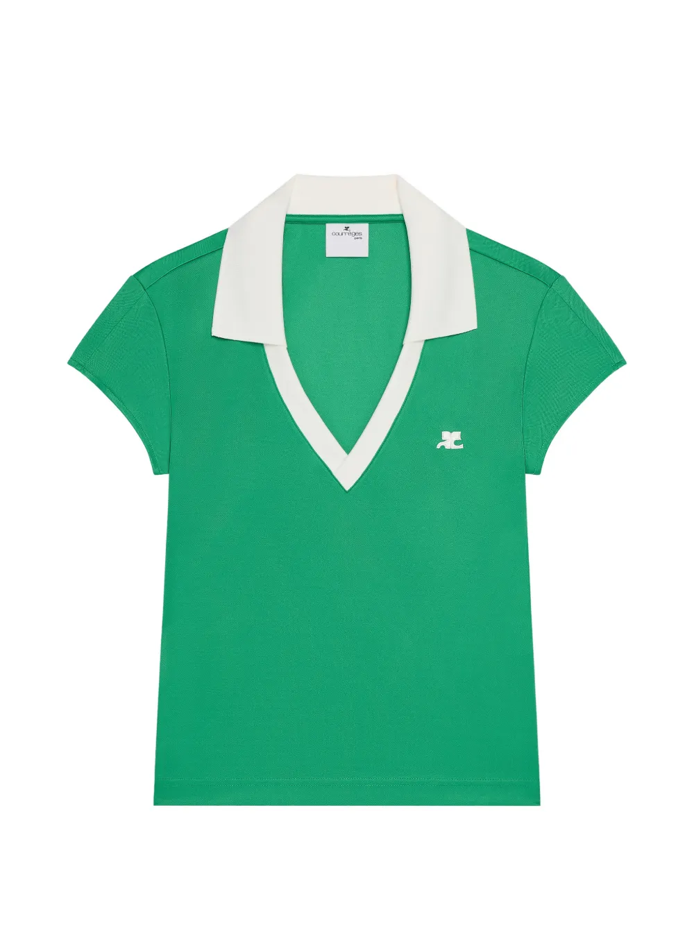 Courrèges cropped V-neck T-shirt - Verde