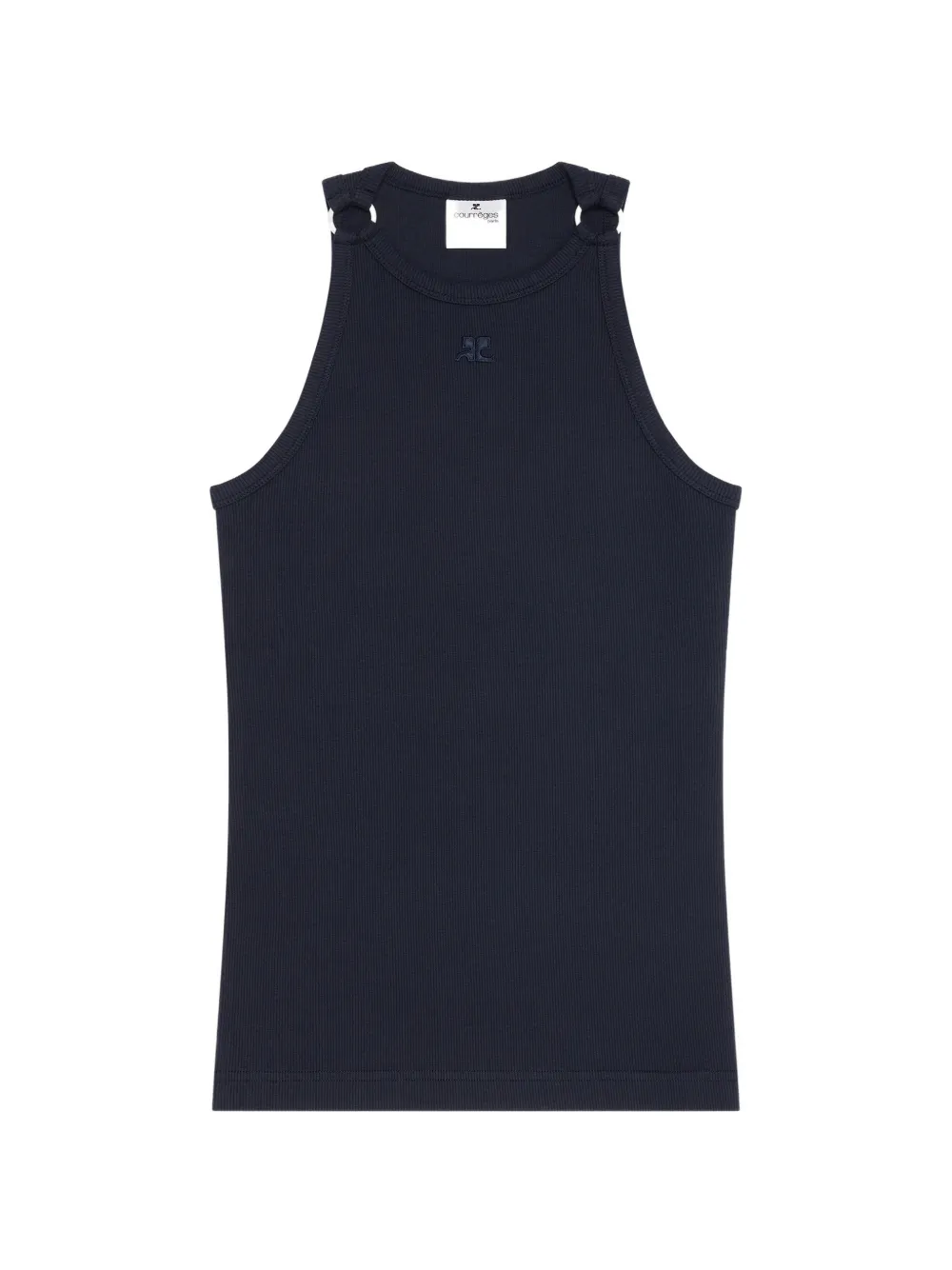 Courrèges buckle-detail ribbed tank top - Blu