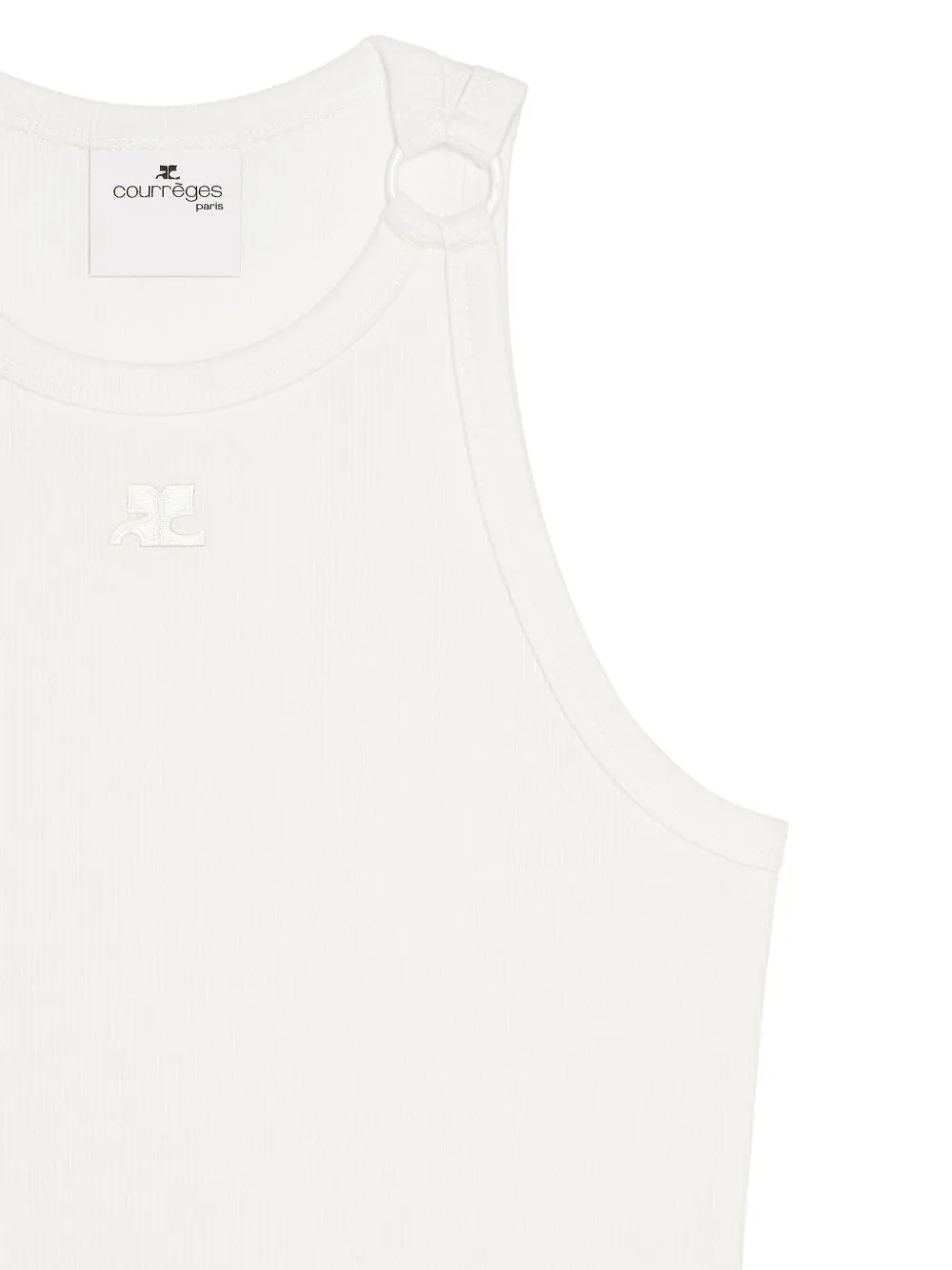 Courrèges Ribgebreide midi-jurk met gespdetail Wit