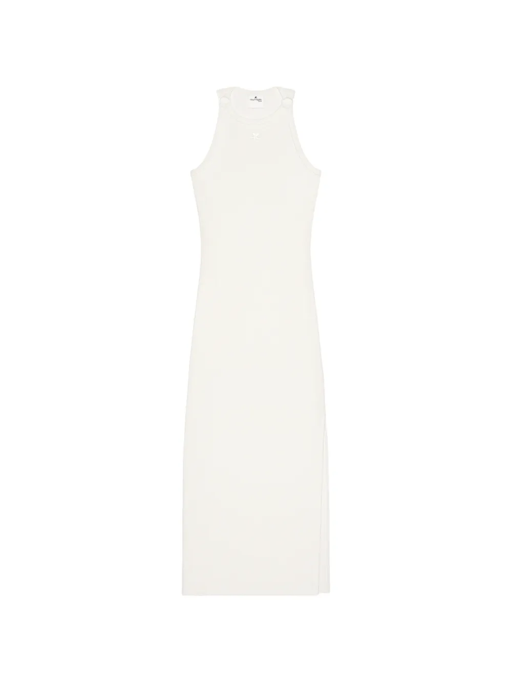 Courrèges buckle-detail ribbed-knit midi dress - Bianco