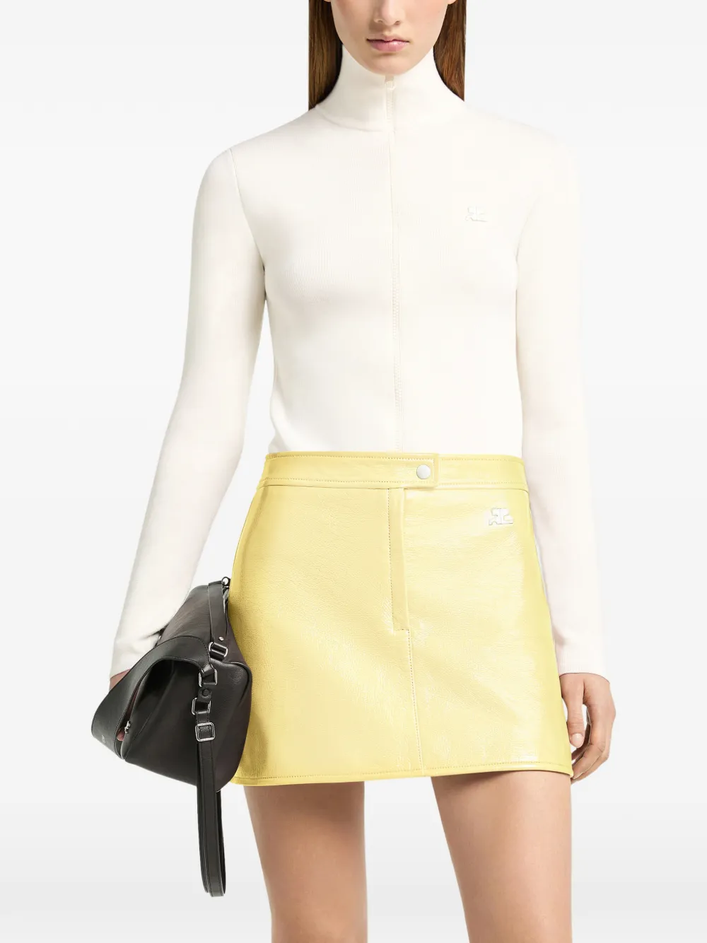 Courrèges Mini-rok met vinyl-effect Geel